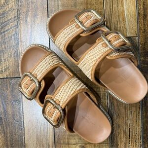 Target Tan and Gold Buckle Sandals